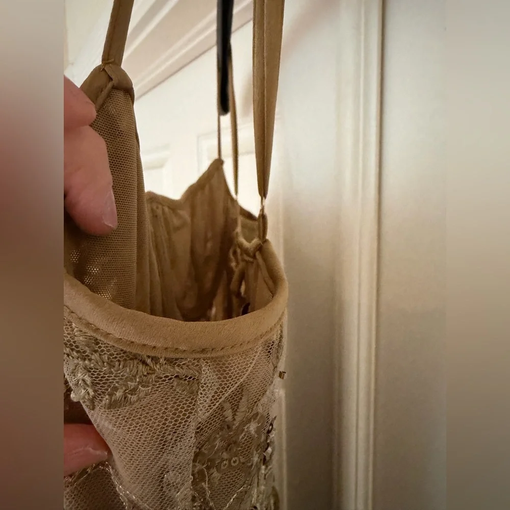 House Of CB Elegant Gold Floral Embroidered Gown - Picture 14 of 16